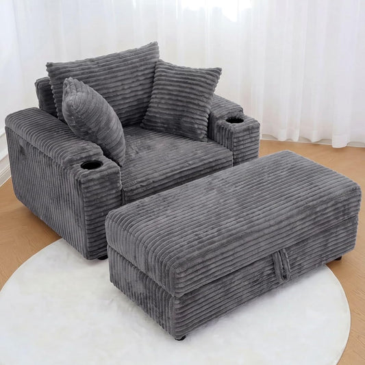 54'' Oversized Chaise Lounge Chair Indoor, Gray