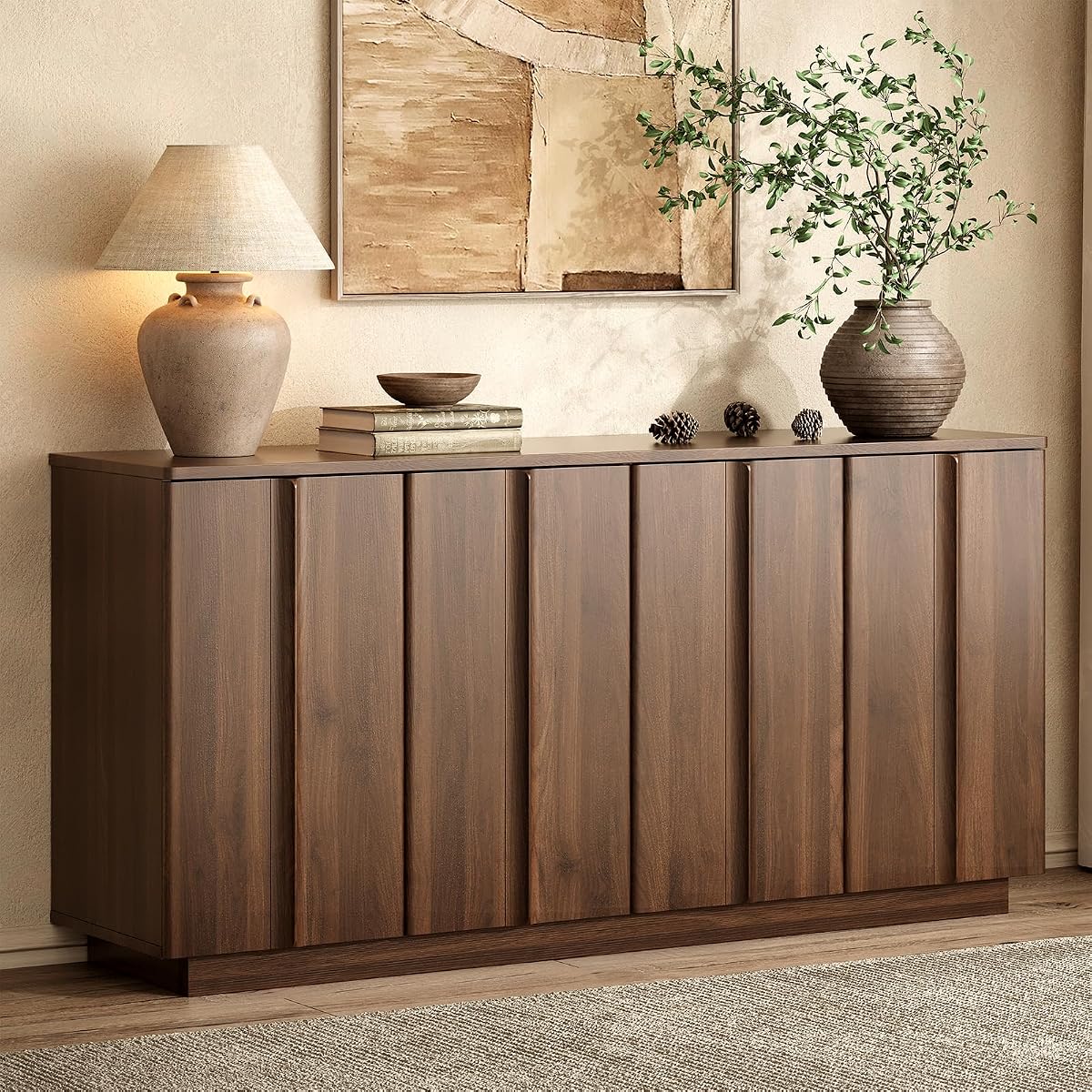 61" Sideboard Buffet Cabinet with Storage Walnut