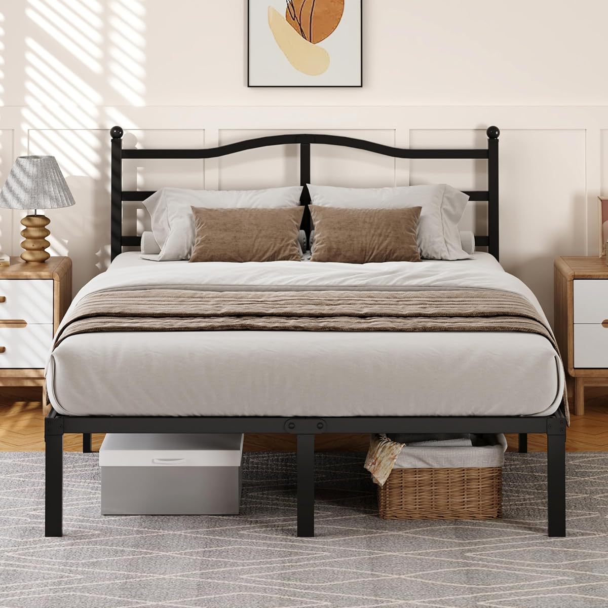 Snaye 14 Inch Full Size Bed Frame with Headboard