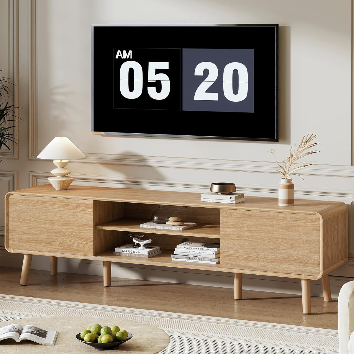 70" Mid Century Modern TV Stand for Tvs up to 80"