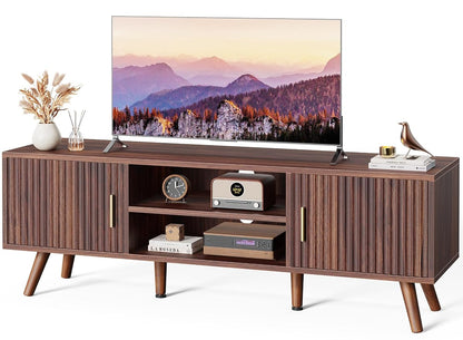 TV Stand for 55 Inch TV, Entertainment Center with Adjustable Shelf, 2 Cabinets