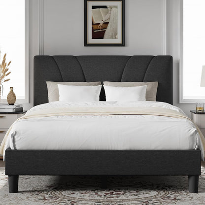 Queen Bed Frame with Headboard, Bed Frame Queen Size with Wood Slats Support