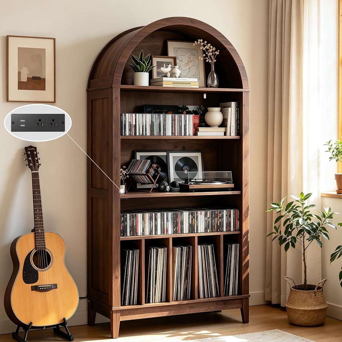 Large Record Player Stand Holds 350+ Albums