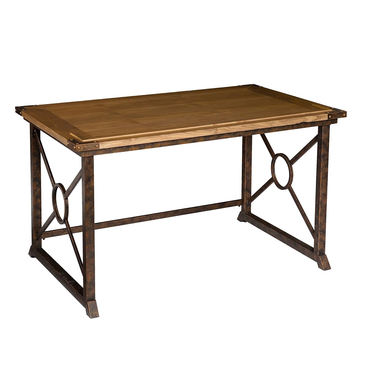 Knightley Tilt Top Drafting Table - 51.5 inch Wide - Oak Wood Finish w/ Antique Brass, Brown
