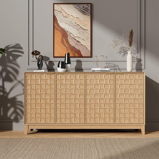 Fluted Sideboard Buffet Cabinet with Storage