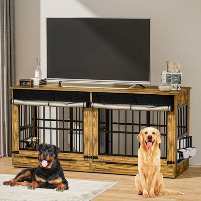 78" Double Dog Crate Furniture with Divider
