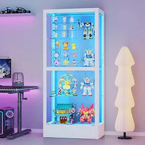 4-Sided Glass Display Cabinet with Lock & 13 Color Light, view 2