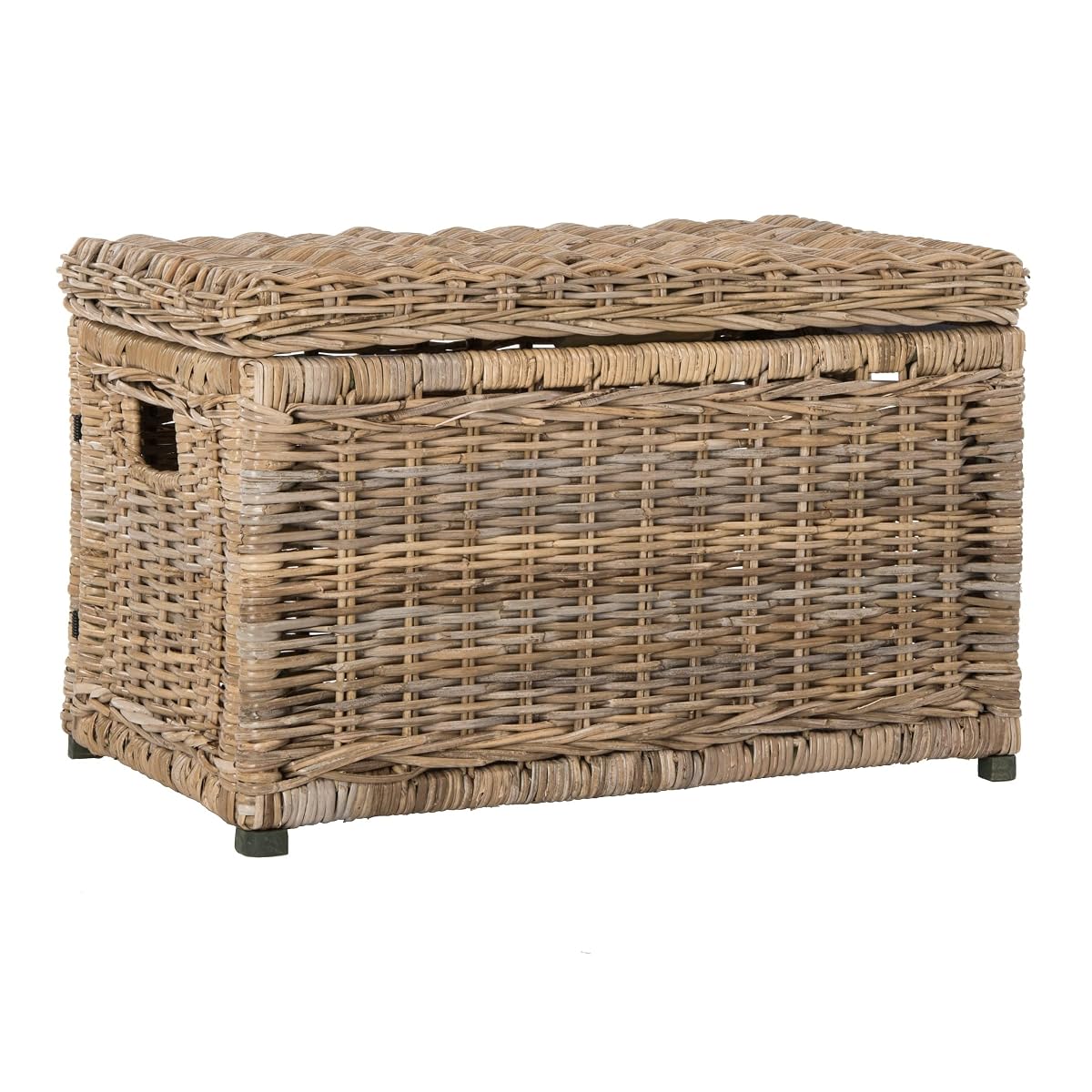 HPM9002B Elijah 30" Wicker Storage Trunk, Collapsible for flat storage, Rattan-Kubusoft Gray, Coastal for Office, Dorm Room-LivingRoom, Bedroom, Dining Room, Natural