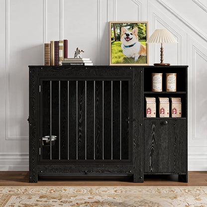 45.3" Dog Crate Furniture, Wooden Dog Kennel End Table