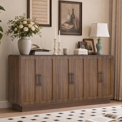 65.7" Sideboard Cabinet, 6-Door Storage Credenza,Walnut