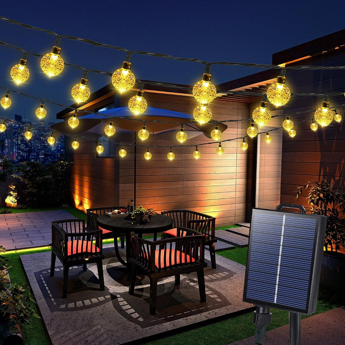 Solar String Lights Outdoor, 65FT 100LED Globe String Lights 8 Lighting Modes, Waterproof Solar Powered Patio Light for Garden Yard Porch Wedding Party Outdoor Decor (Warm White)
