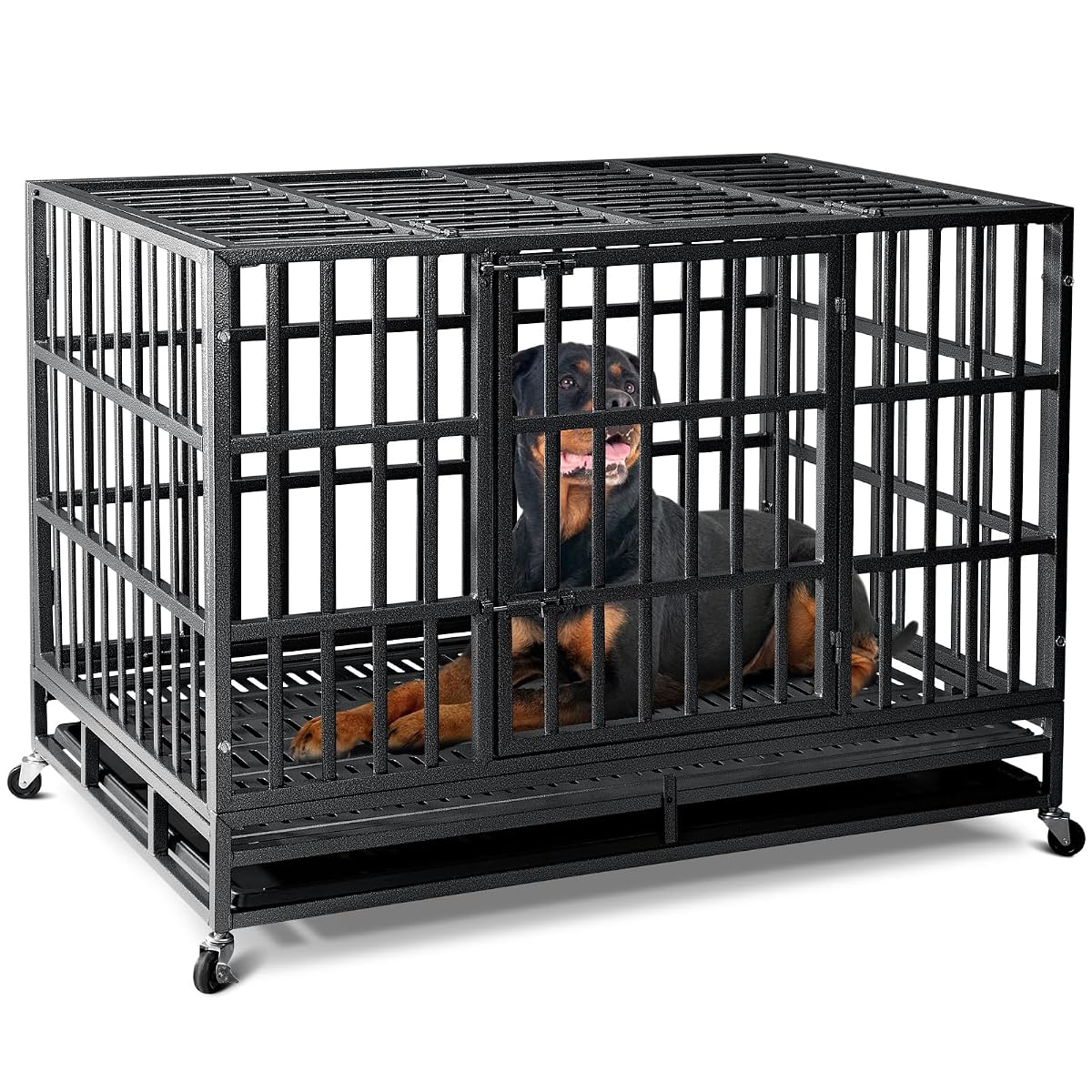 48 Inch Heavy Duty Dog Crate,Upgraded Reinforced Baseplate