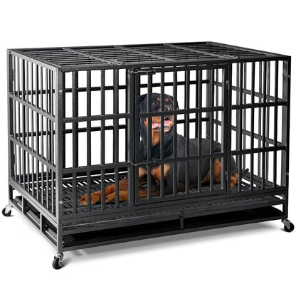 48 Inch Heavy Duty Dog Crate,Upgraded Reinforced Baseplate