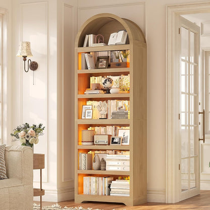 79.4" Tall Arched Cabinet, Bookcase with Storage