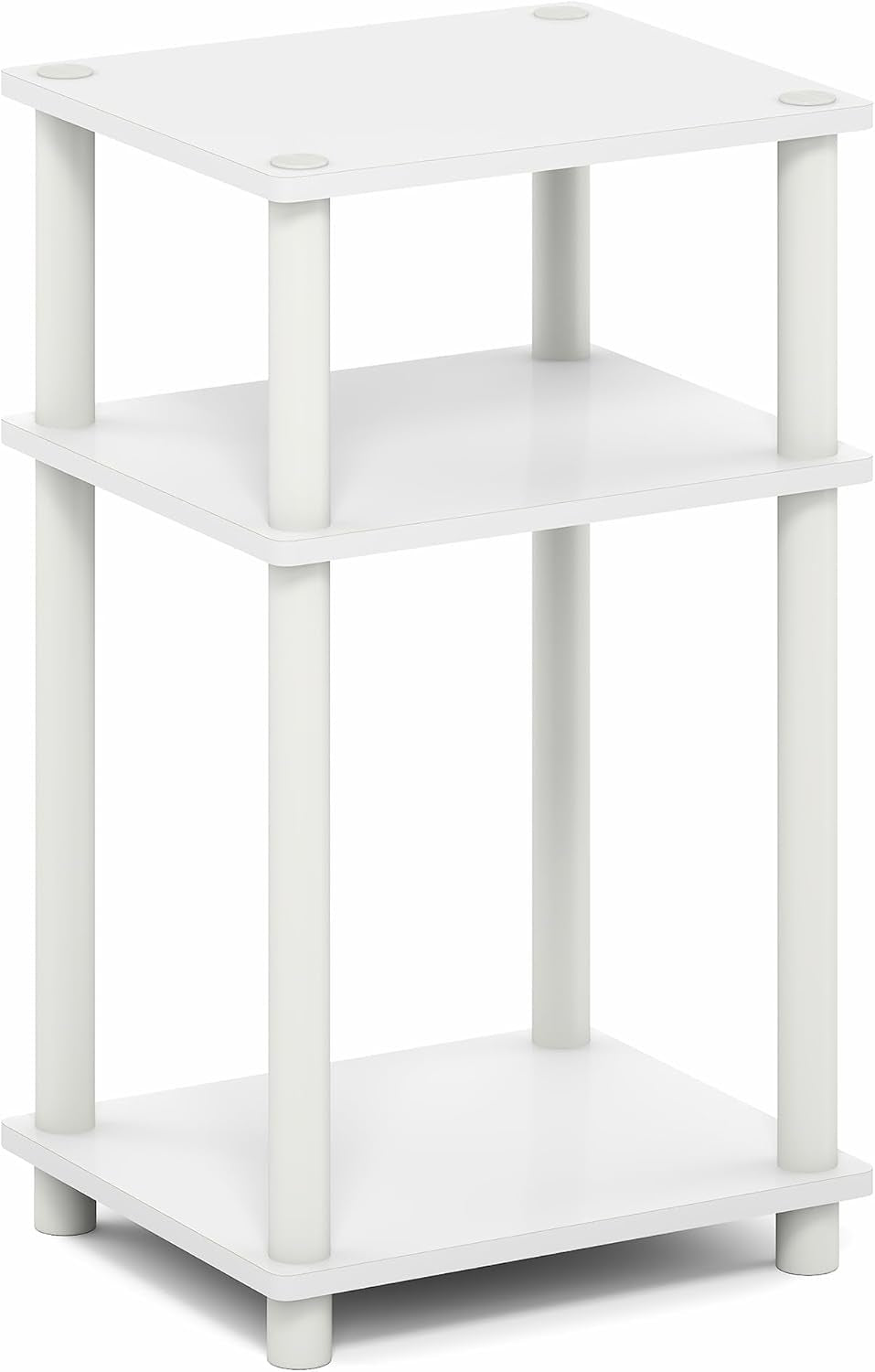 Turn-N-Tube Side Table, 3-Tier End Table with Open Shelf, Toolless Assembly Night Stand, Bedside Table, for Living Room, Bedroom, White