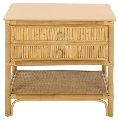 SAFAVIEH Furniture - Imari Nightstand - Natural - Rattan & Solid Wood - 2-Drawer Nightstand with Shelf Storage - Handwoven Design for Bedroom & Guest Room, 17.3" W x 24.4" D x 23.2" H (NST6001A)