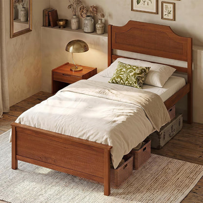Queen Bed Frame, Platform Bed w/Headboard & Solid Wood Legs