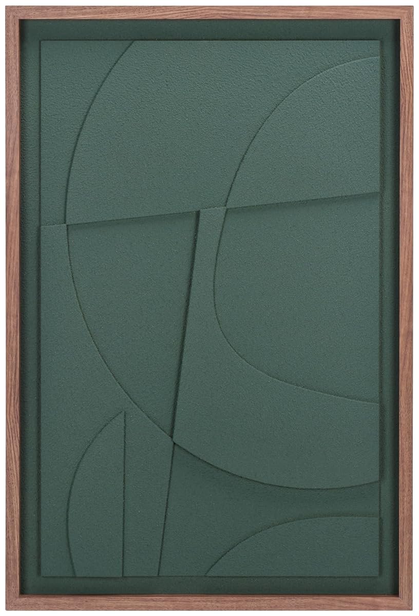 SAFAVIEH Home Collection Nature's Edge Framed Dimensional Art – 24 x 36-Inch Rectangle, Green Lacquer, Modern Design for Living Room or Bedroom