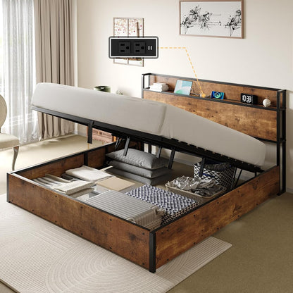 King Size Lift Up Storage Bed Frame with Charging Station