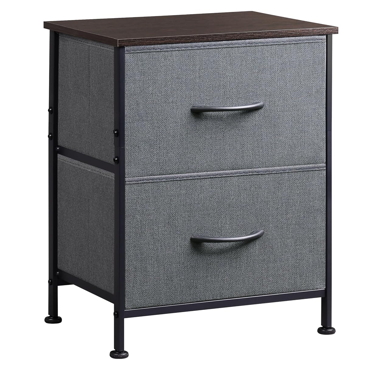 Nightstand, 2 Drawer Dresser for Bedroom, Small Dresser with 2 Drawers, Bedside Furniture, Night Stand, End Table with Fabric Bins for Bedroom, Closet, Entryway, College Dorm, Dark Grey