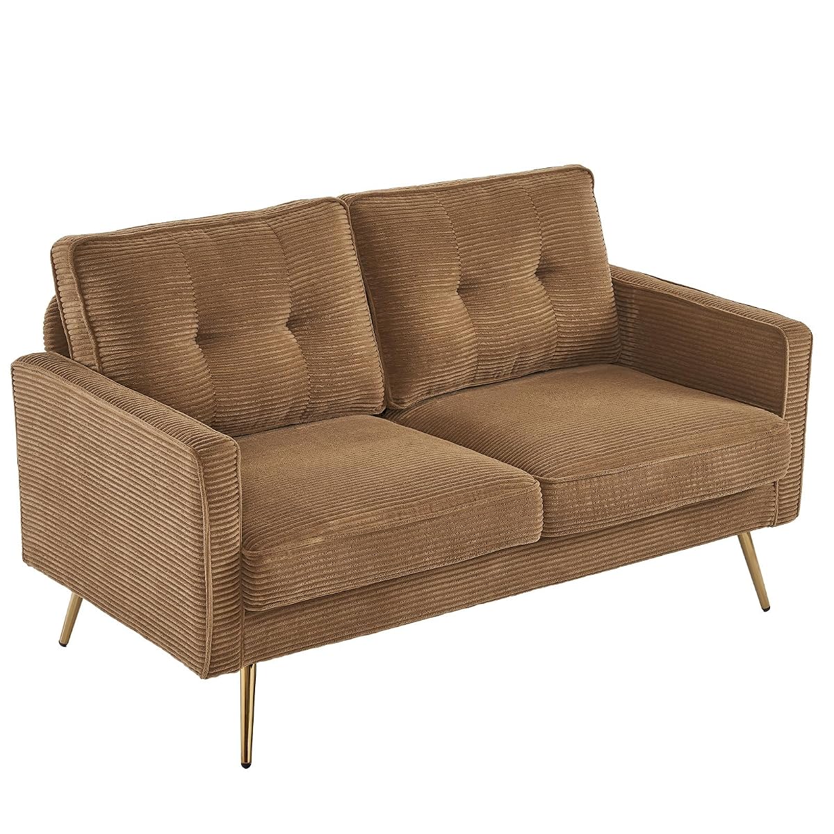 56" Modern Khaki Loveseat,Small Corduroy Sofa Couch Deep Seat for Living Room,2-Seater Loveseat Sofa for Bedroom,Apartment,Office,Dorm,Small Space