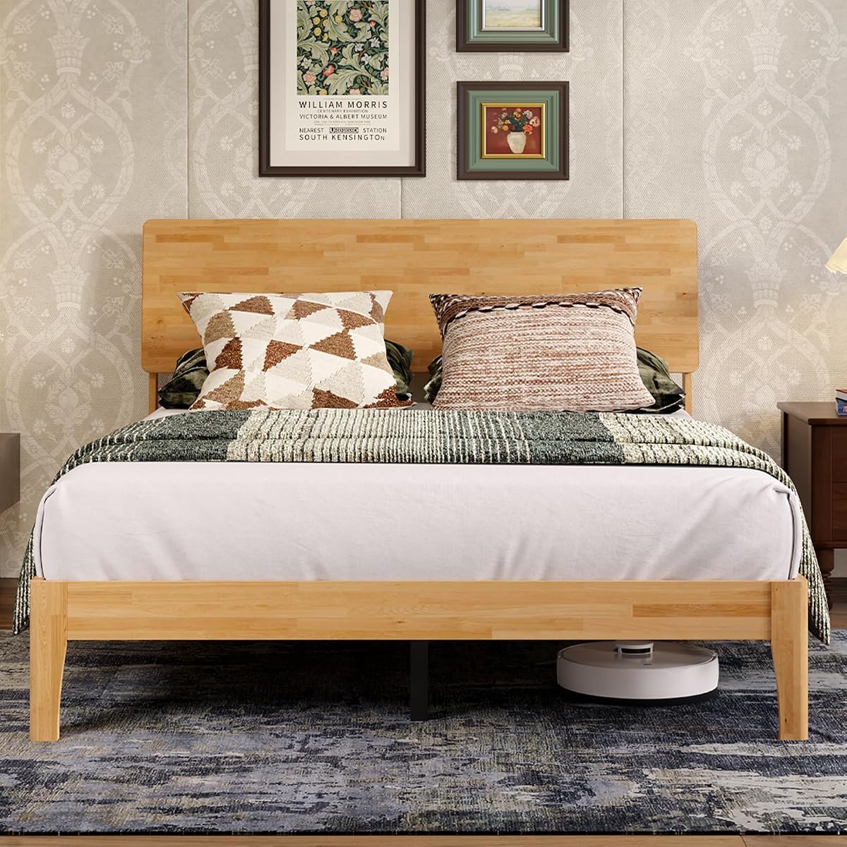 Queen Bed Frame with 3-Level Adjustable Storage Headboard