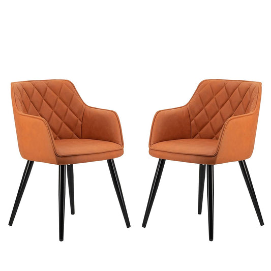 A&B Home Furniture Modern Accent Chair Dining Chairs with Arm Seat Soft Back for Living Room Dining Room Kitchen Set of 2 Orange