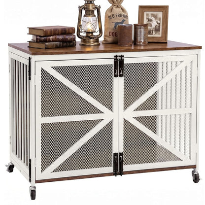 39" Farmhouse Dog Crate Furniture for Small Medium Breed