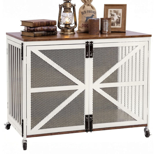 39" Farmhouse Dog Crate Furniture for Small Medium Breed