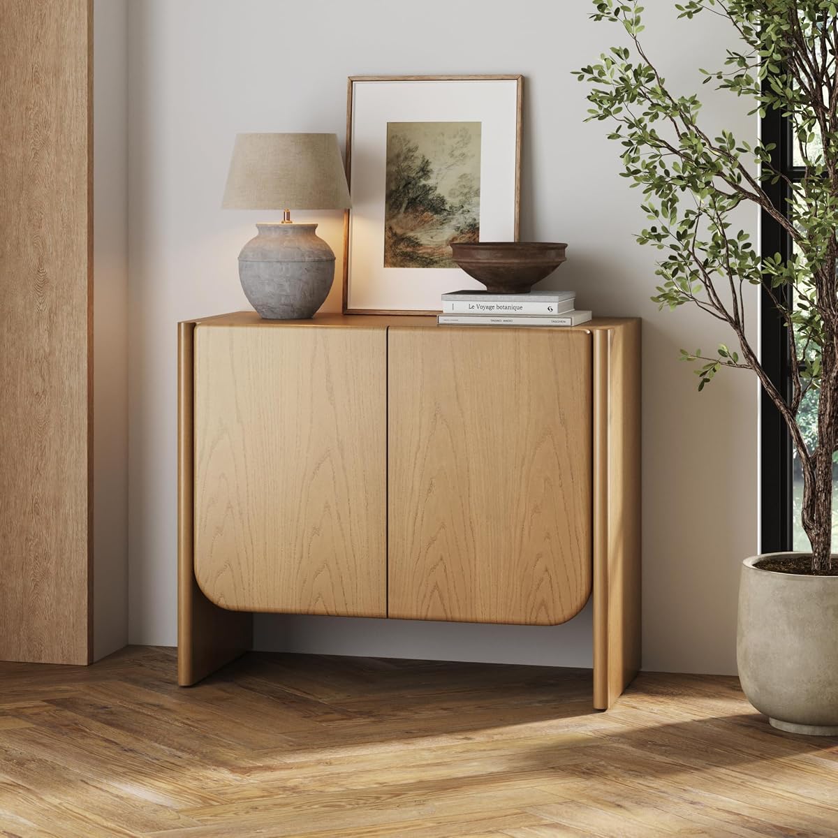 Nathan James Jacala Mid Century Modern Entryway Storage Cabinet with Doors