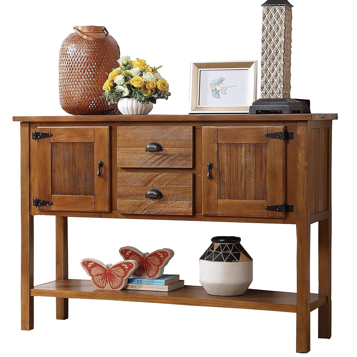Solid Wood Sideboard Buffet Cabinet with Storage Drawers and Shelf