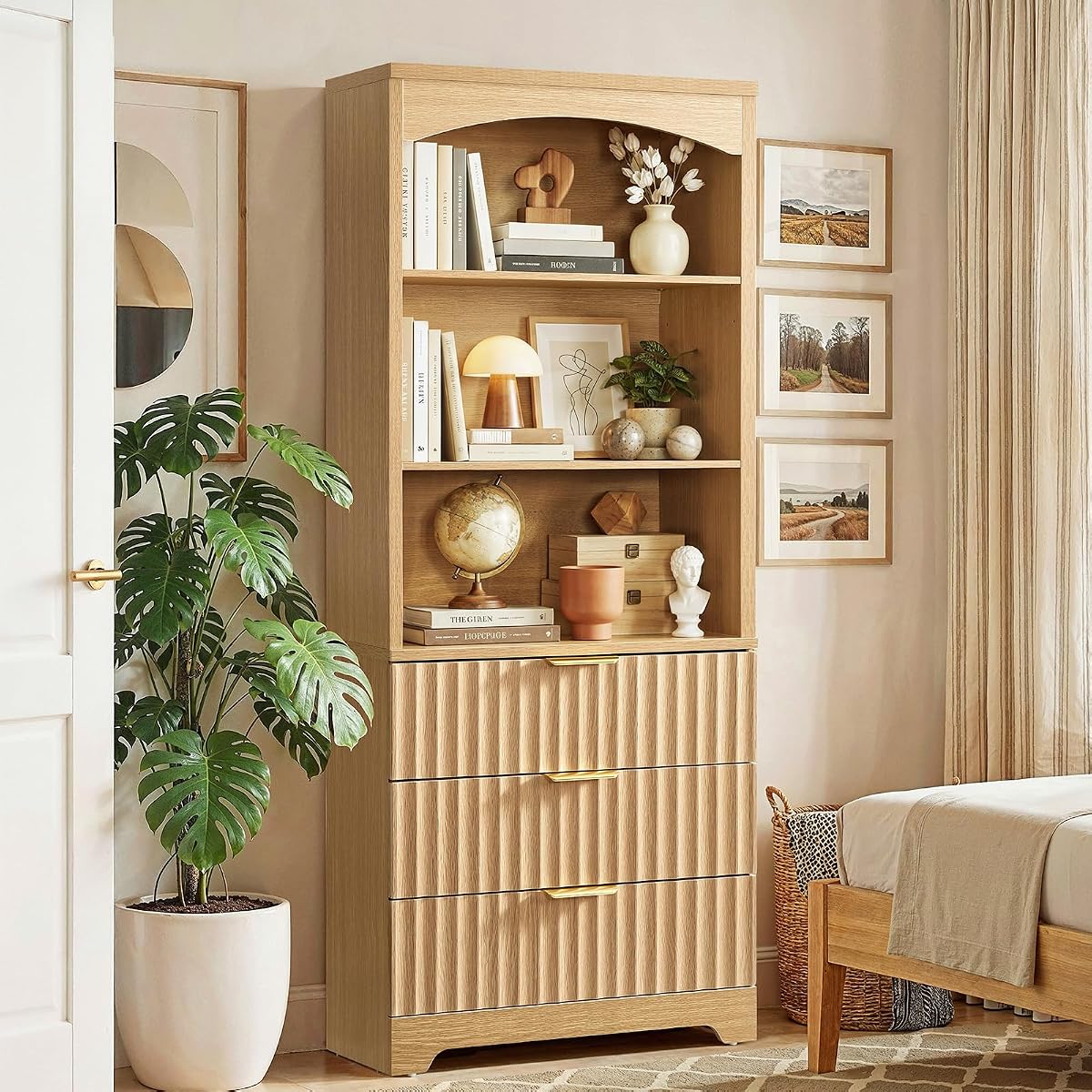 63.3" Tall Bookshelf, Bookshelves and Bookcases with Drawers
