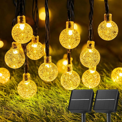 Solar String Lights Outdoor Waterproof, 2 Pack Total 120 LED 73 FT, Solar Powered Patio Lights with 8 Lighting Modes for Garden Yard Porch Wedding Party Decor (Warm White)