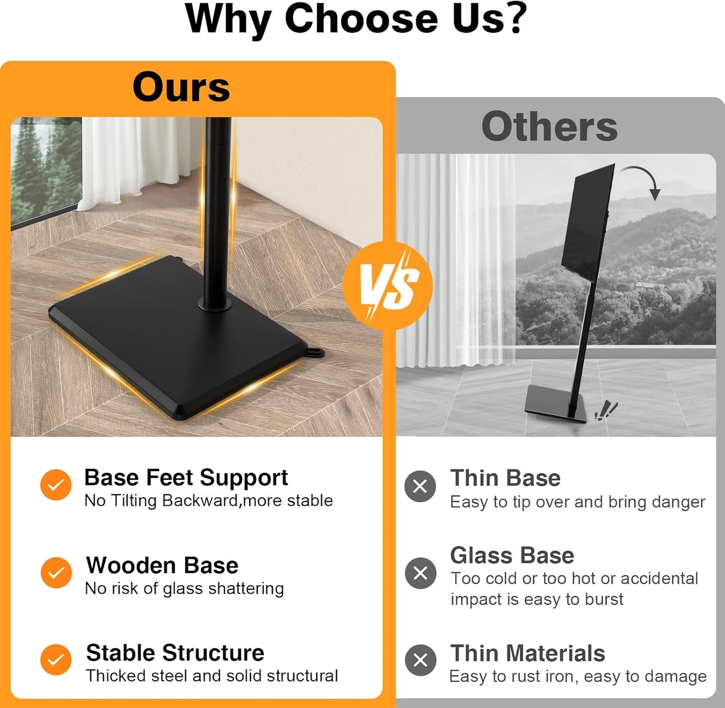 Swivel Floor TV Stand with Mount for Most 32-60 Inch Tvs up to 88 Lbs, Height Adjustable TV Floor Stand Mount with Wood Base, Tall TV Stand for Bedroom, Corner & Living Room, Max VESA 400X400Mm