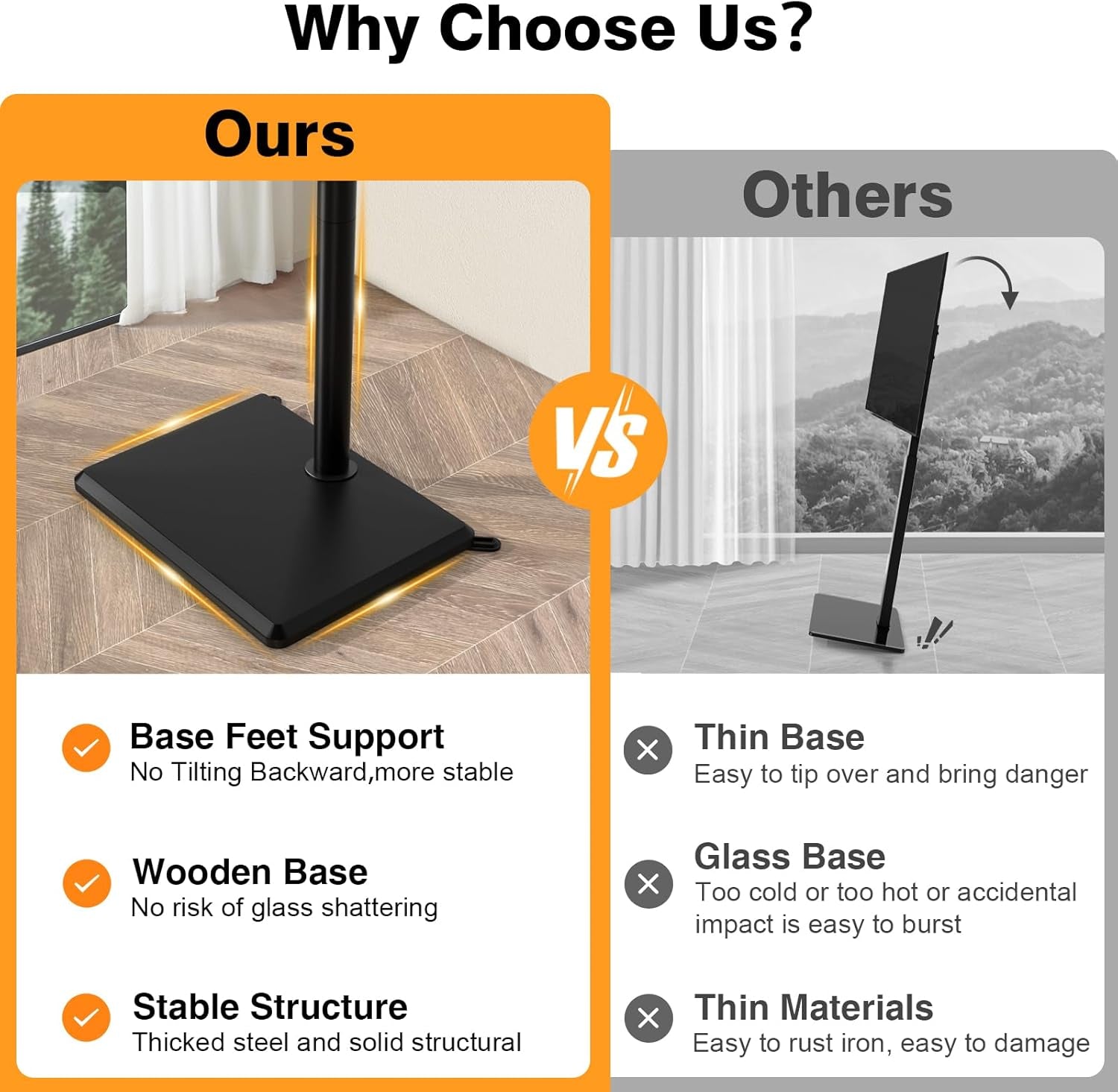 Swivel Floor TV Stand with Mount for Most 32-60 Inch Tvs up to 88 Lbs, Height Adjustable TV Floor Stand Mount with Wood Base, Tall TV Stand for Bedroom, Corner & Living Room, Max VESA 400X400Mm