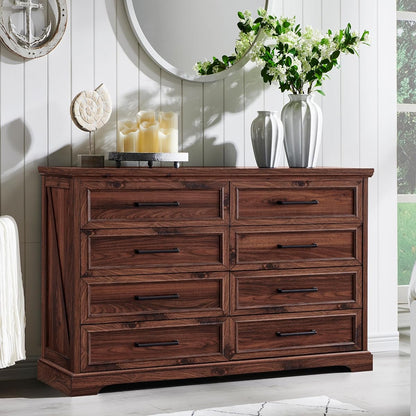Farmhouse 8 Drawers Dresser Chests for Bedroom, Brown