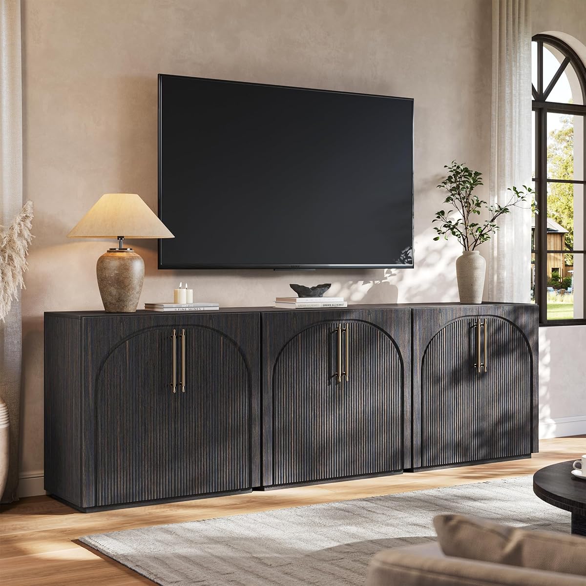 Sideboard Buffet Cabinet with Storage,Credenza with Fluted Doors