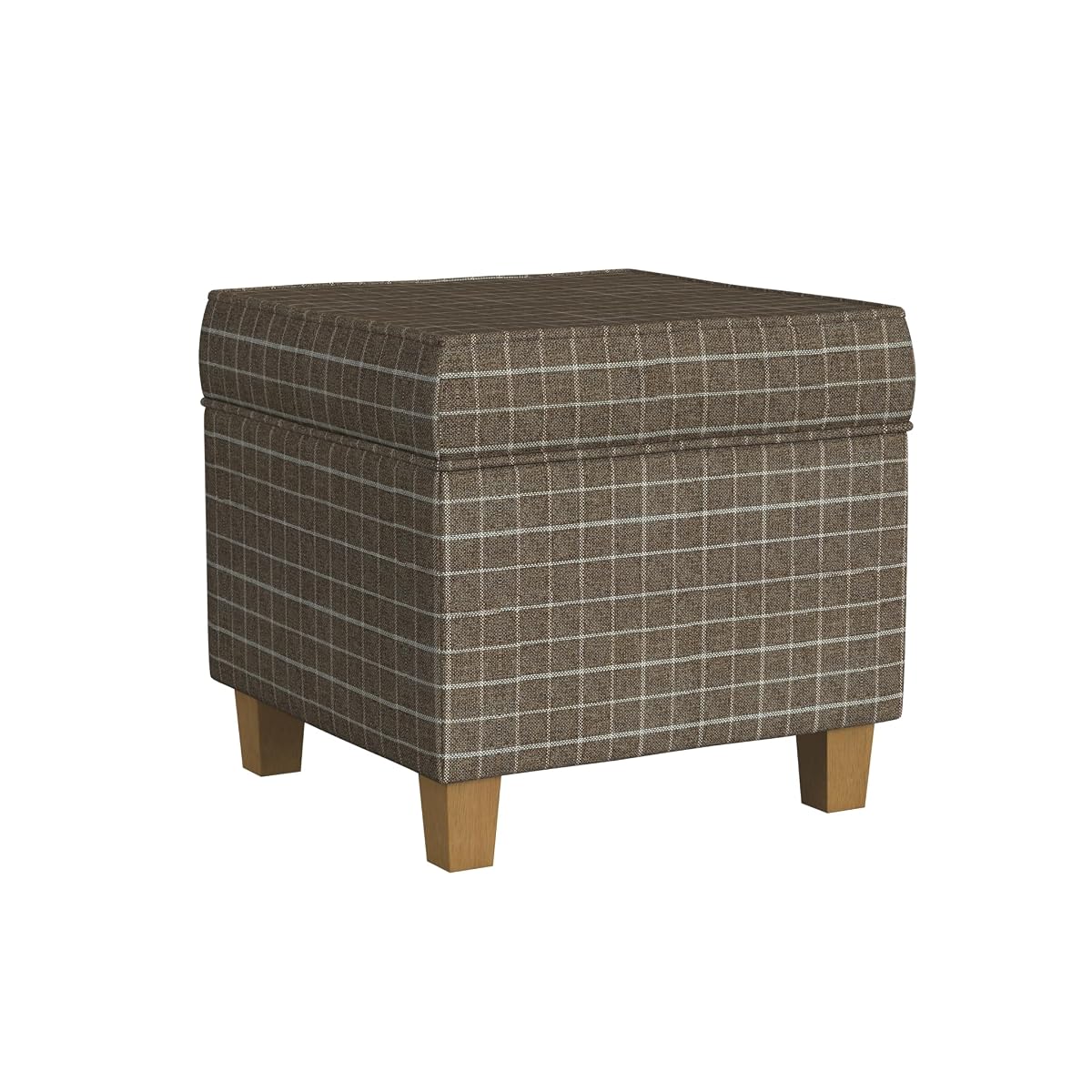 18" Classic Square Storage Ottoman - Brown Windowpane