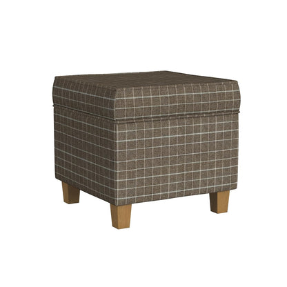 18" Classic Square Storage Ottoman - Brown Windowpane