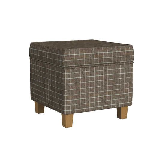 18" Classic Square Storage Ottoman - Brown Windowpane