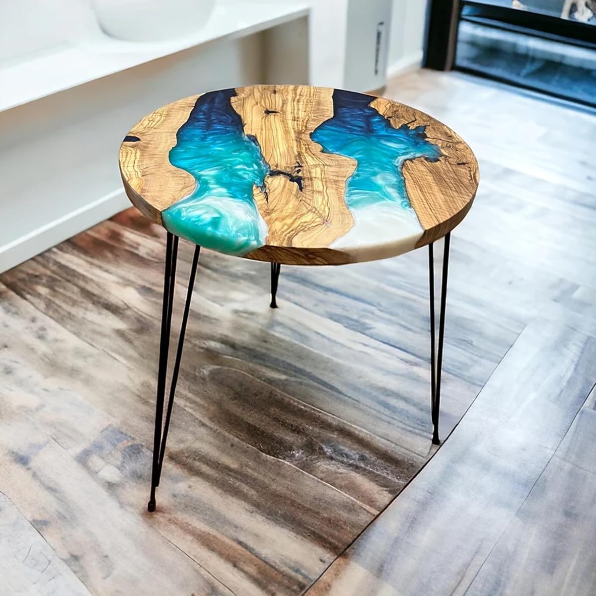RESINHOMEFURNITURE Handcrafted Round Design Dining Table Coffee Table Living Room Table Kitchen Table Conference Table Wooden Table Console Table Patio Table (30 Inches Tall, 30 x 30 Inches)