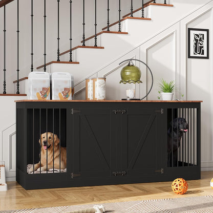 70.8" Large Dog Crate Furniture for 2 Dogs
