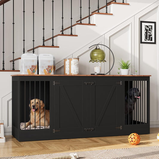 70.8" Large Dog Crate Furniture for 2 Dogs