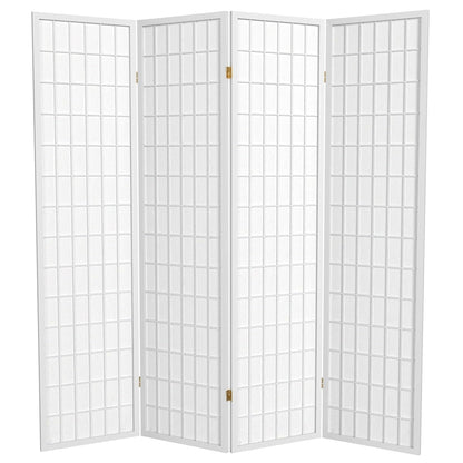 6 ft. Tall Window Pane Shoji Screen - White - 4 Panels
