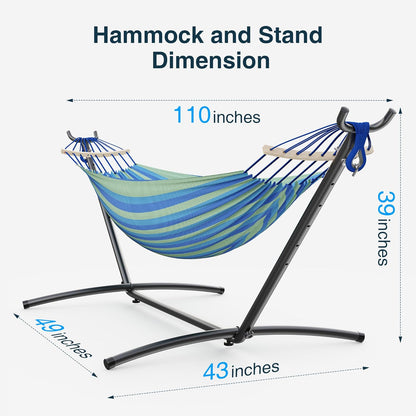 Double Hammock, Heavy Duty Portable, 500 Lb Weight Capacity, Perfect for Both Indoors and Outdoors, 2 Person Hammock with Carrying Bag, Wide Blue