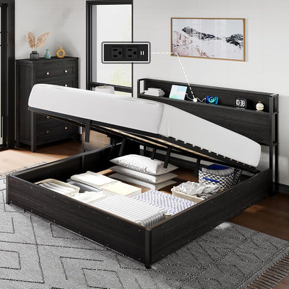 King Size Lift Up Storage Bed Frame with Charging Station