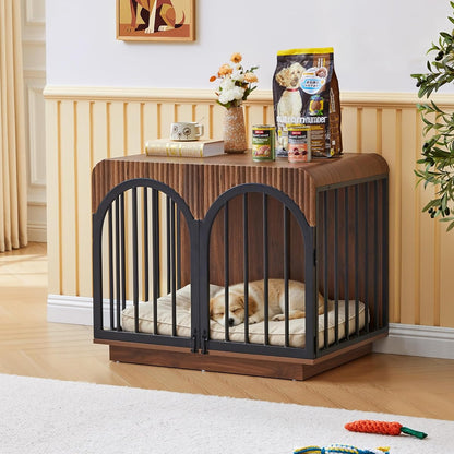 31" Fluted Wooden Large Dog Crate Furniture for Medium Small Dog