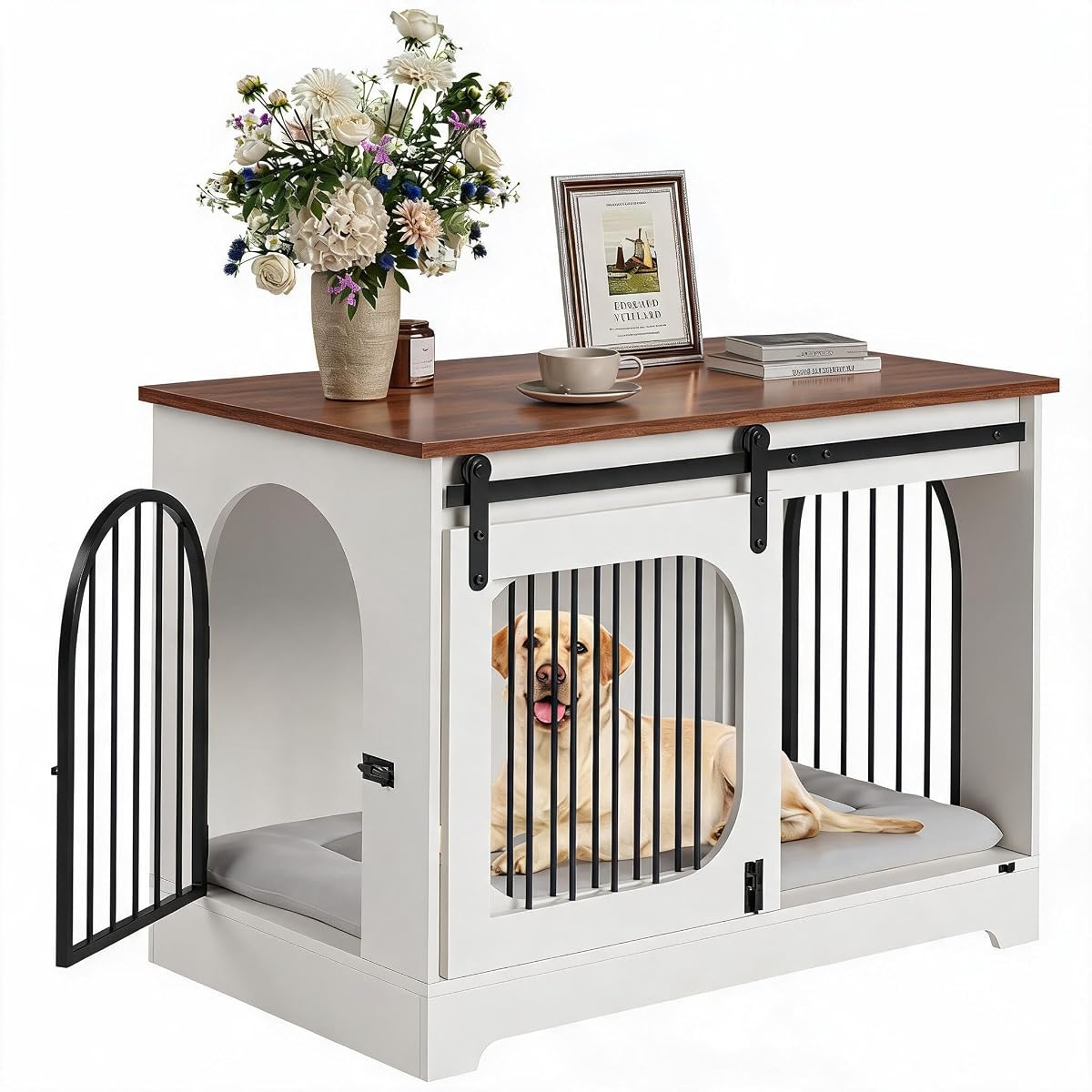 Dog Crate Furniture with Bed Mat, 39.4" Dog Kennel for Dogs Up to 70 Lb