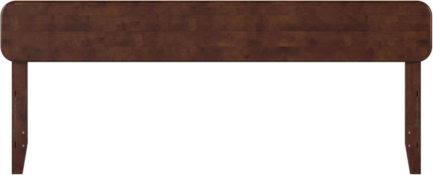, Florence Adjustable Modern round King Solid Wood Headboard, Walnut