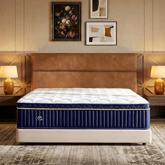Queen Size Mattress,14 Inch Queen Mattress Hybrid in a Box, Medium Firm Memory Foam with Individual Pocket Springs, Upgrade Zoned Support, Motion Isolation&Pressure Relief, CertiPUR-US